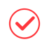 Minimalist flat design checkmark icon A simple lineart checkmark inside a circular outline both in solid red ED1C24 with smooth rounded lines and clea-1