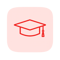 Minimalist flat design graduation cap icon A simple lineart mortarboard cap in solid red ED1C24 with a flat top short base and a small tassel detail C