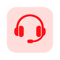 Minimalist flat design headset icon A simple lineart headset in solid red ED1C24 with a curved headband and rounded ear cups Clean geometric proportio-3