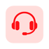 Minimalist flat design headset icon A simple lineart headset in solid red ED1C24 with a curved headband and rounded ear cups Clean geometric proportio-3
