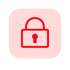 Minimalist flat design lock icon A simple lineart padlock in solid red ED1C24 with a rectangular body and a rounded shackle on top Clean geometric pro-1