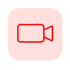 Minimalist flat design video camera icon A simple lineart video camera in solid red ED1C24 with a rectangular body and a small triangular lens shape o-1